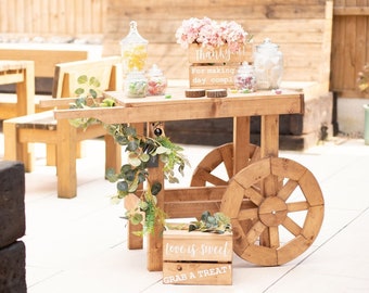 Wooden Desert Cart  - Sweet Candy Wedding Party Rustic Event Display