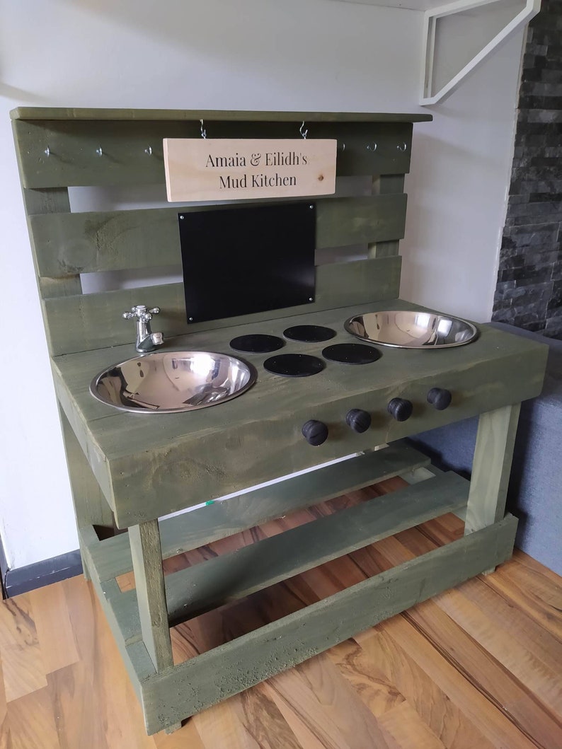Deluxe Mud Kitchen WORKING TAP Chalkboard Kids Children's Etsy
