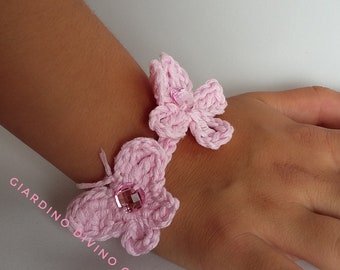 Bracciale fiore farfalla all\u0027 uncinetto