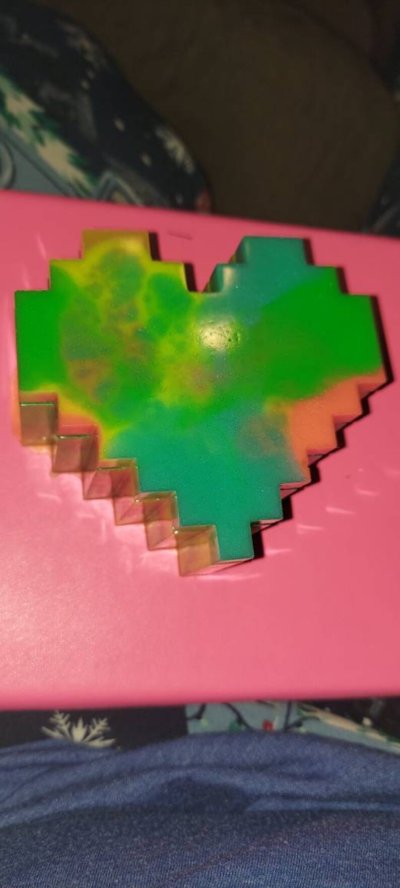 Neon pixel heart jewelry box