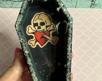 Schädel-Sarg Schmuckschale - Handgemacht - Kleinere Unvollkommenheiten