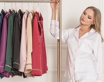 Braut Pyjamas, Braut Pyjamas, Brautjungfer Pyjamas, Seidenpyjama-Set, Brautparty-Pyjamas-Frauen, die bereit sind, PJs, Hochzeit Sleepover, weiße Pyjamas