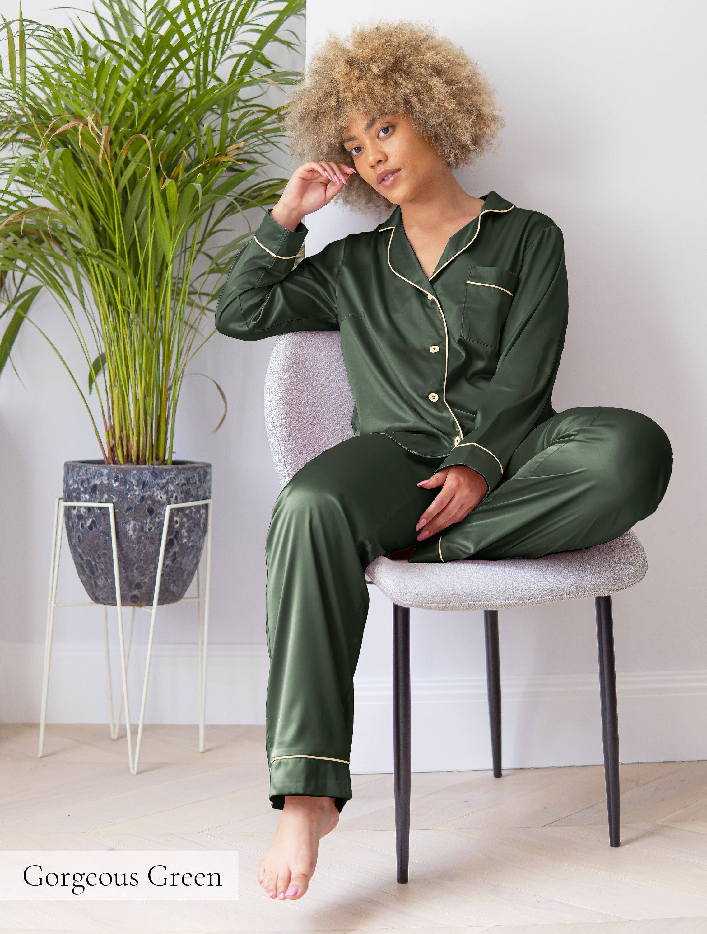Green Silk Pajama Etsy