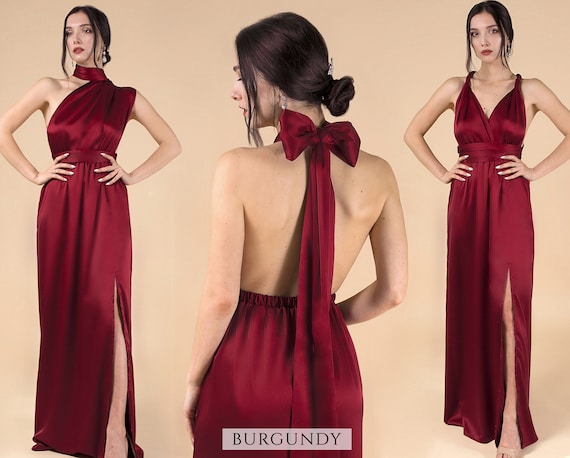 Multiway Silk Burgundy Bridesmaid Dress 