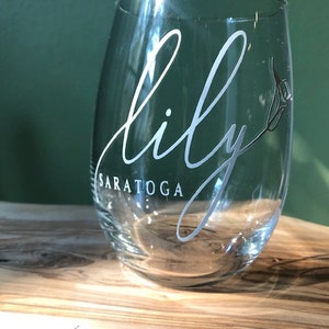 Company Branded Stemless Wine Glasses-Any Logo, Design or Font