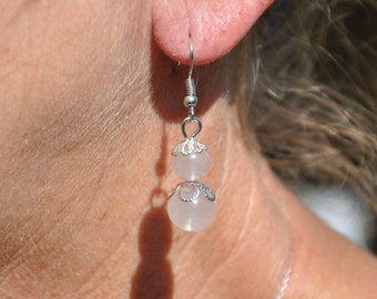 Rose Quartz Earring - Heart Chakra - Birthday Gift - Wedding Gift - Healing Stone - Friendship Jewelry