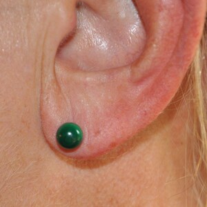 Malachite Silver 925  Earrings-6mm-Reiki-Birthday-