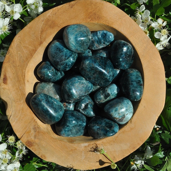 Apatite Bleue--AA--Trumbled stone--Chakra 3e oeil--