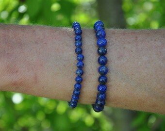Bracelet perles 6mm - 8mm Lapis Lazuli - Chakra du 3e oeil - Reiki - Birthday Gift - Wedding Gift - Bracelet de Guérison - Bracelet d'Amitié