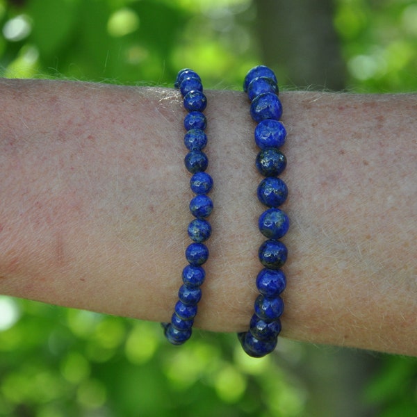 Pearl bracelet 6mm - 8mm Lapis Lazuli - 3rd Eye Chakra - Reiki - Birthday Gift - Wedding Gift - Healing Bracelet - Friendship Bracelet