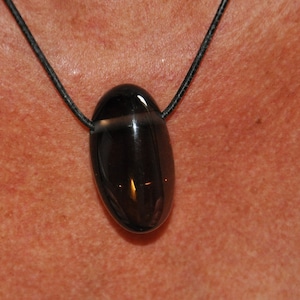 Pendant Pierre Percée Quartz Fumé AA--