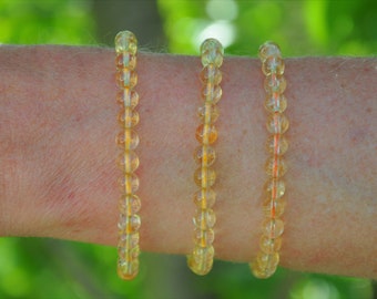 Bracelet Perle 6mm Citrine Naturelle - Birthday Gift - Wedding Gift - Bracelet de Guérison - Bracelet d'amitié - Chakra - reiki