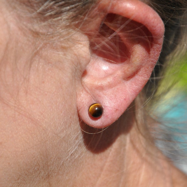 Tiger's Eye Earrings - 6mm Chip