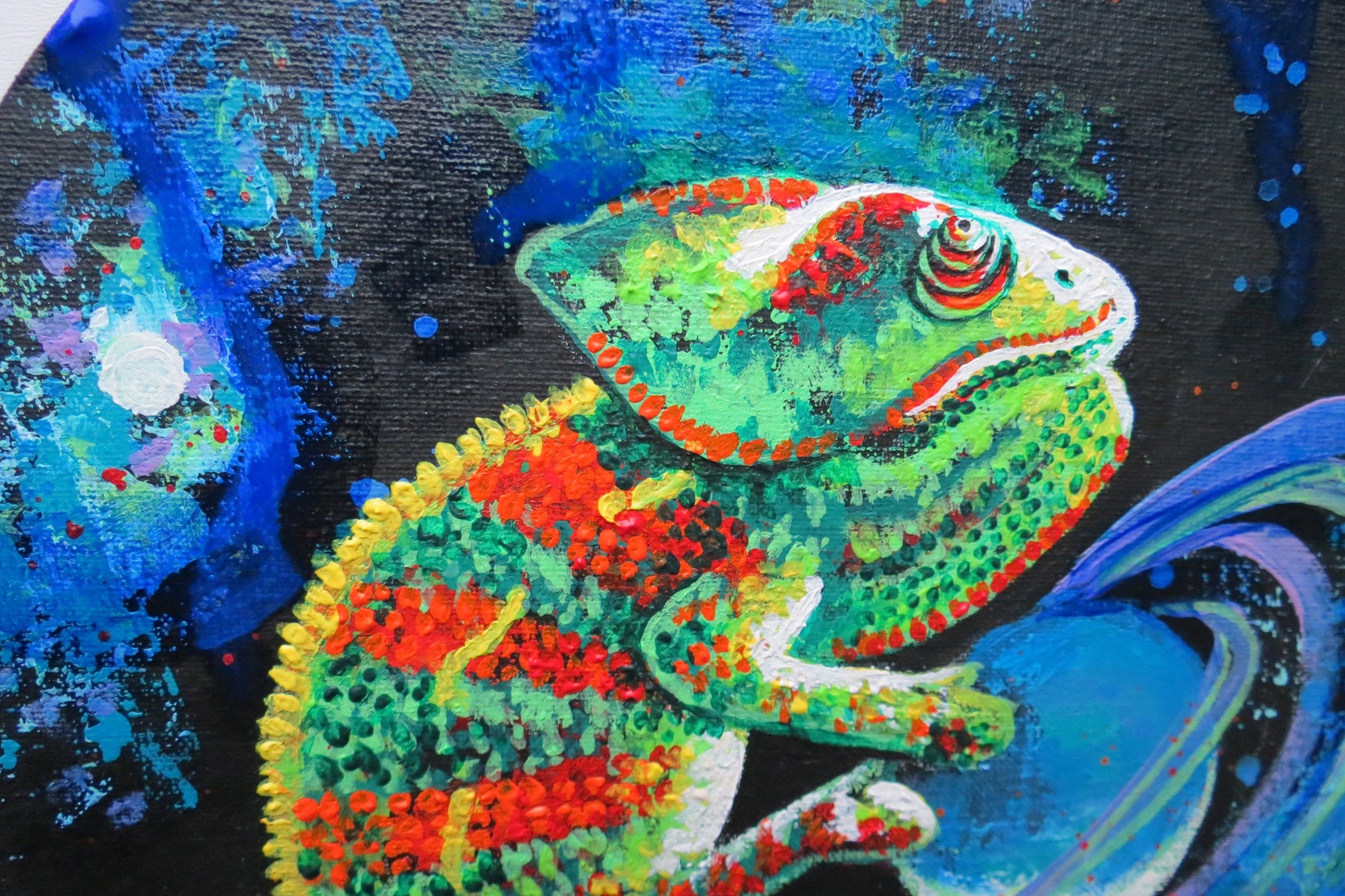 Chameleon Painting Original Reptile Painting Lizard Etsy