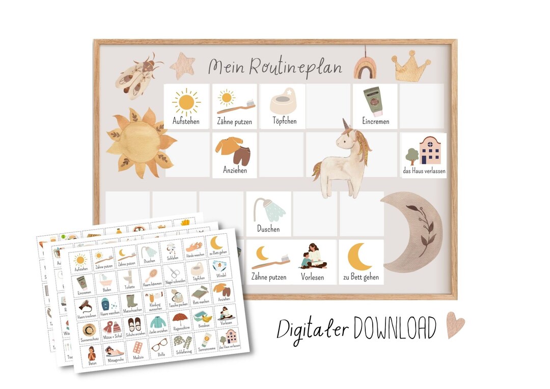 Morning and Evening Routine for Children to Print, Routine Plan Boho ...