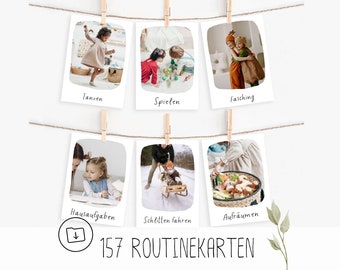 157 routine cards for children to print, Montessori cards digital download, for daily and weekly plans, real photos