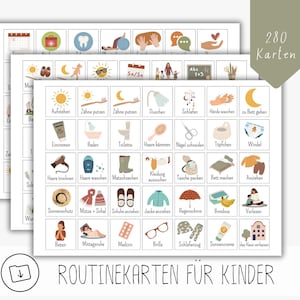 280 routine cards for children to print out, Montessori cards digital download, for daily and weekly routines image 1