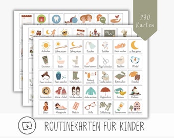 280 Routinekarten für Kinder zum Ausdrucken, Montessori Karten digitaler Download, für Tages- und Wochenroutine