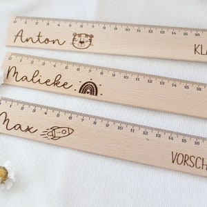 Holzlineal 20cm personalisiert mit Wunschname, Schulkind 2024, Geschenk Schulanfang, Schultüte Bild 3