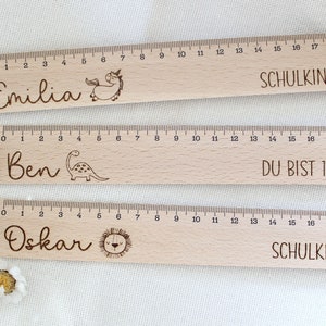 Holzlineal 20cm personalisiert mit Wunschname, Schulkind 2024, Geschenk Schulanfang, Schultüte Bild 2