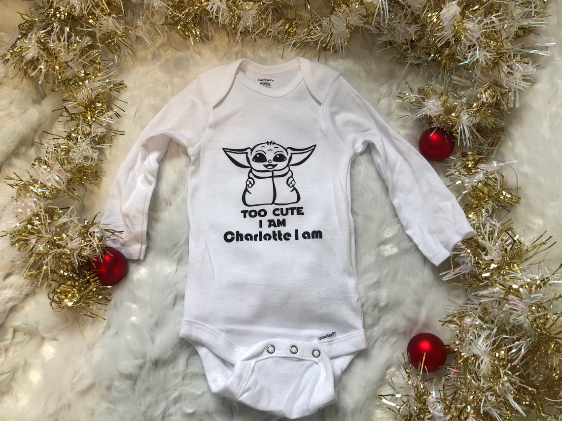 Baby Yoda onesie mandalorian onesie Christmas present baby Etsy