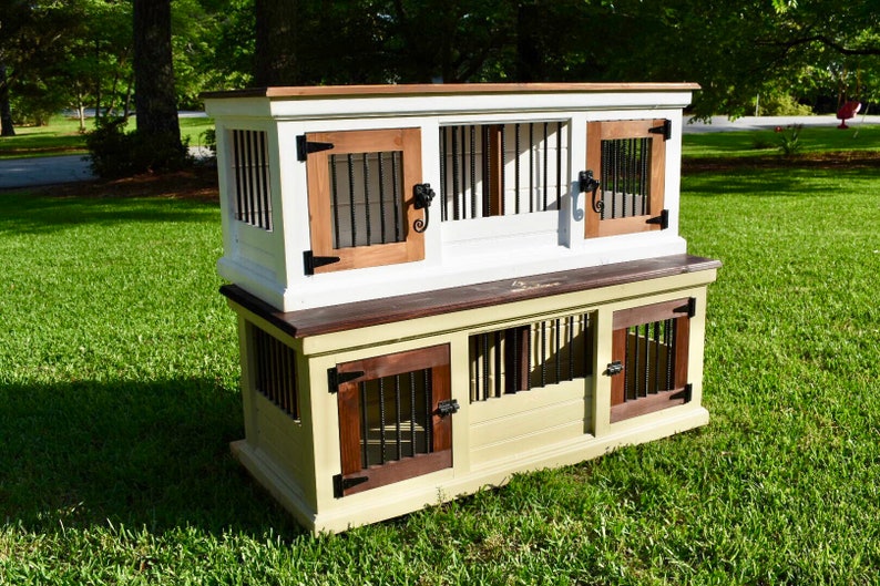 Crate Bench Double Dog Crate Furniture Custom Dog Crate Etsy