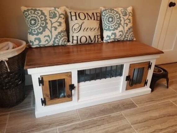Double Small Dog Crate Bench Dog Crate Furniture Dog Crate Etsy