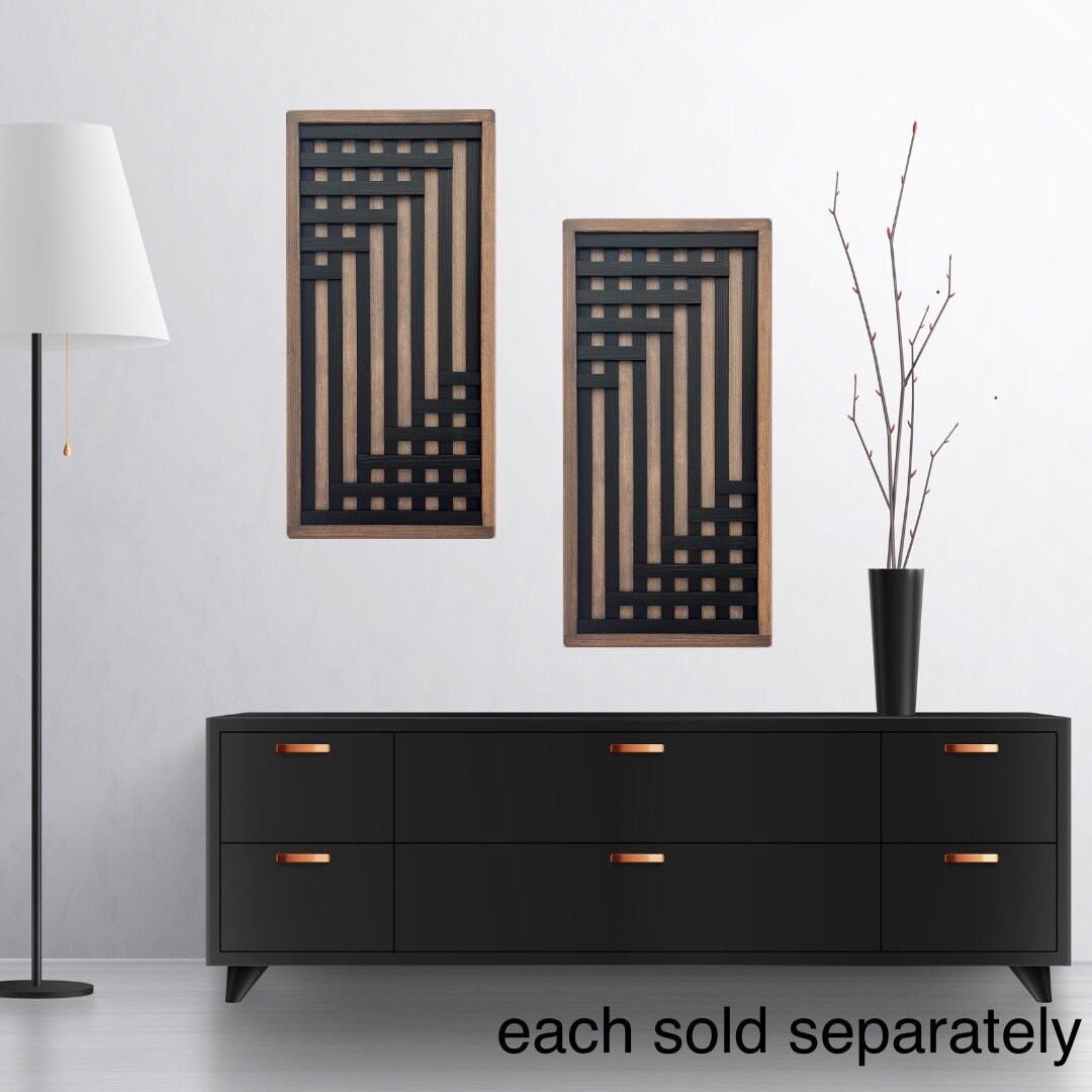 View of Geometric Wood Art, Modern Wood Wall Art, Wood Wall Art, Abstract Wall ...