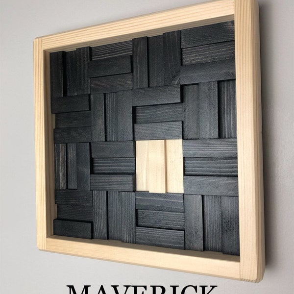 modern wood art, mini wood art, 3d wall art, wood wall art mini, wood wall sculpture, reclaimed wood wall art, modern wood art, MAVERICK