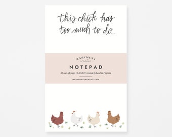 Chicken Notepad, Chicken Lover Gift, Funny Memo Pad, Desk Stationery, Grocery List Pad, To Do List, Crazy Chicken Lady, Chicken Stationery