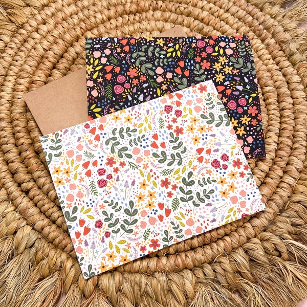 Wildflower Notecard Set, Floral Greeting Card Set, Everyday Note Cards, Folded Floral Card, Illustrated Floral Card, Cheerful Stationery