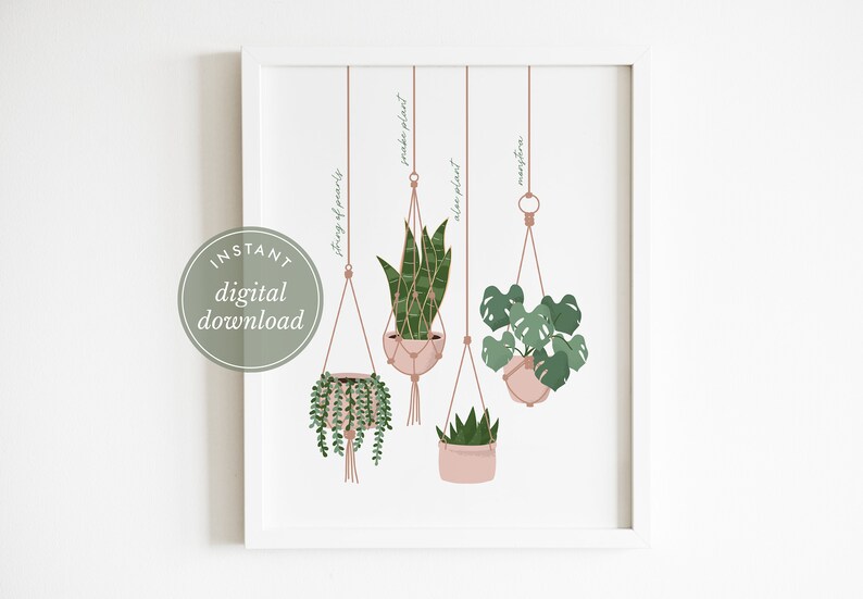 PRINTABLE Hanging Plants Art Plant Print Houseplant Sign - Etsy