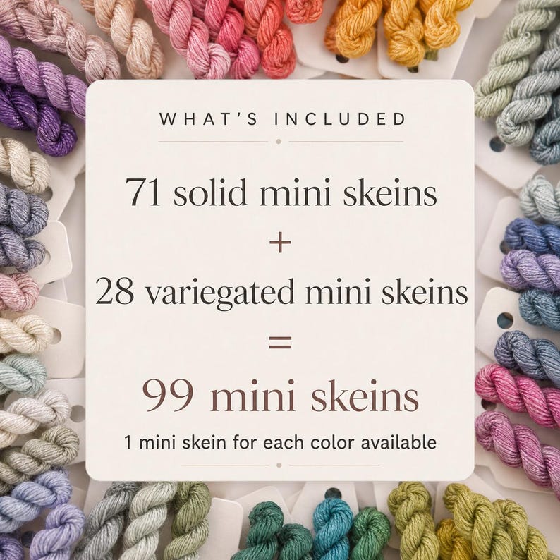 Missus Sedas Full Mini Collection – 99 Silk Mini Skeins – Solid and Variegated Colors – Hand-Dyed Mulberry Silk Thread image 2