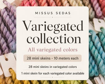 Missus Sedas Variegated Mini Collection – 28 Silk Mini Skeins – Hand-Dyed Mulberry Silk Thread