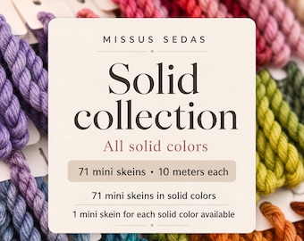 Missus Sedas Solid Mini Collection – 71 Silk Mini Skeins – Hand-Dyed Mulberry Silk Thread