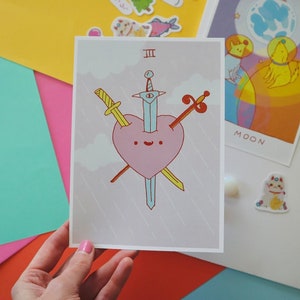 3 van zwaarden tarotkaart (holografische print)