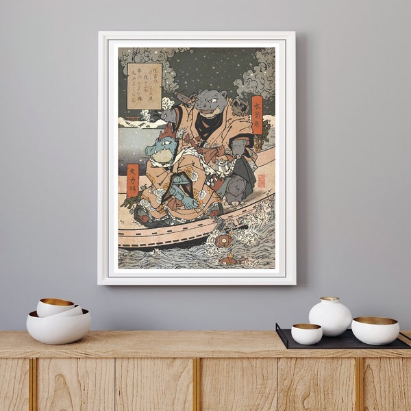 Blastoise, Feraligatr and Magikarp print in the traditional style of Japanese woodblocks | wall art | home decor | poster |