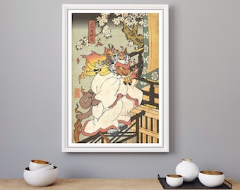 Infernape Druck im traditionellen Stil japanischer Holzschnitte | Wandkunst | Hausdekor | Poster | Sinnoh Vorspeisen | Glockenchar |