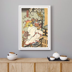 Infernape print in the traditional style of Japanese woodblocks | wall art | home decor | poster | Sinnoh starters | Chimchar |