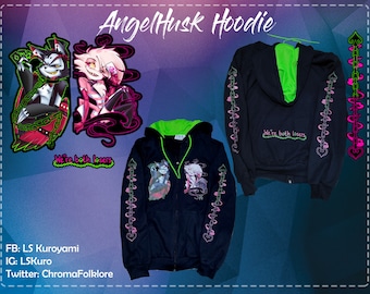 AngelHusk DTF Print Hoodie - Front-, Rücken- & Ärmel-Design