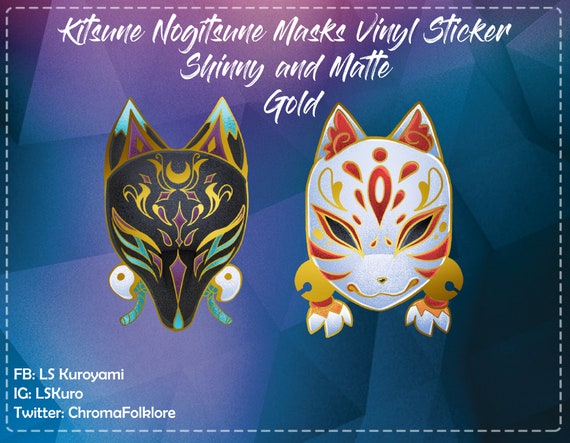 Kitsune Nogitsune Vinyl Sticker Shinny and Matte Gold Effect - Etsy