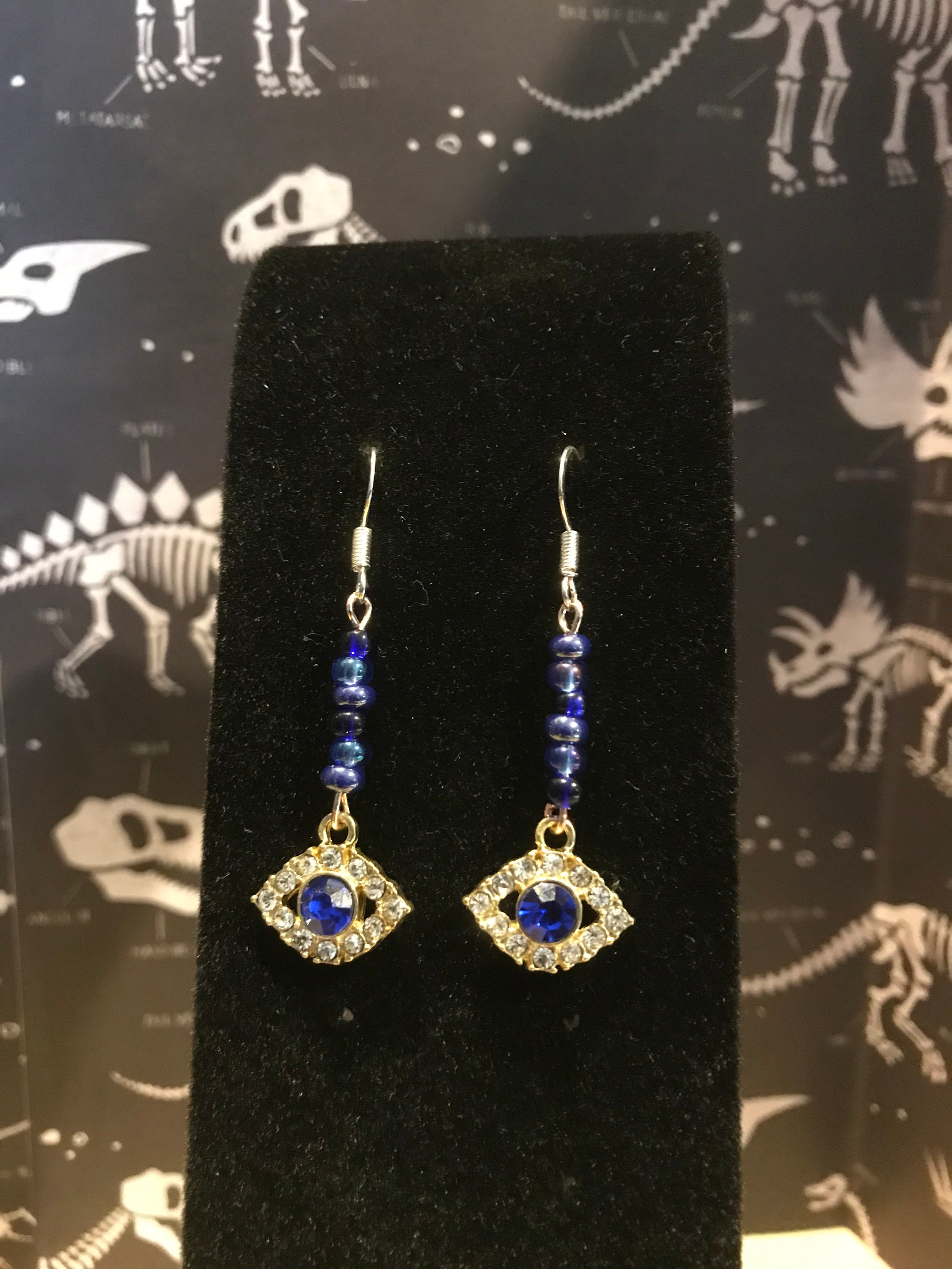 Evil Eye with rhinestones and beads. Etsy