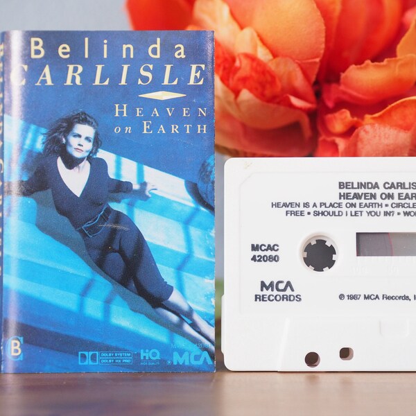 Belinda Carlisle heaven On Earth Cassette tape dolby Mca HQ CRC MCAC-42080 Heaven Is a place On earth circle in the sand