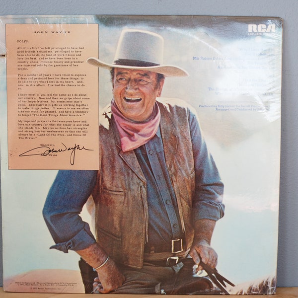 John Wayne America Why i Love her lp Vinyl Record 33RPM RCA LSP-4828 SEALED copy unopened