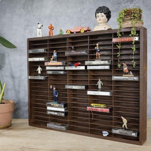 Vintage Napa Valley cassette tape Holder  shelf display rack Holds 100 Tapes with mounting holes painted brown tone