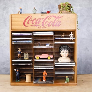 Vintage Coca-cola CD Holder Shelf Display Rack Sturdy Wood Cute