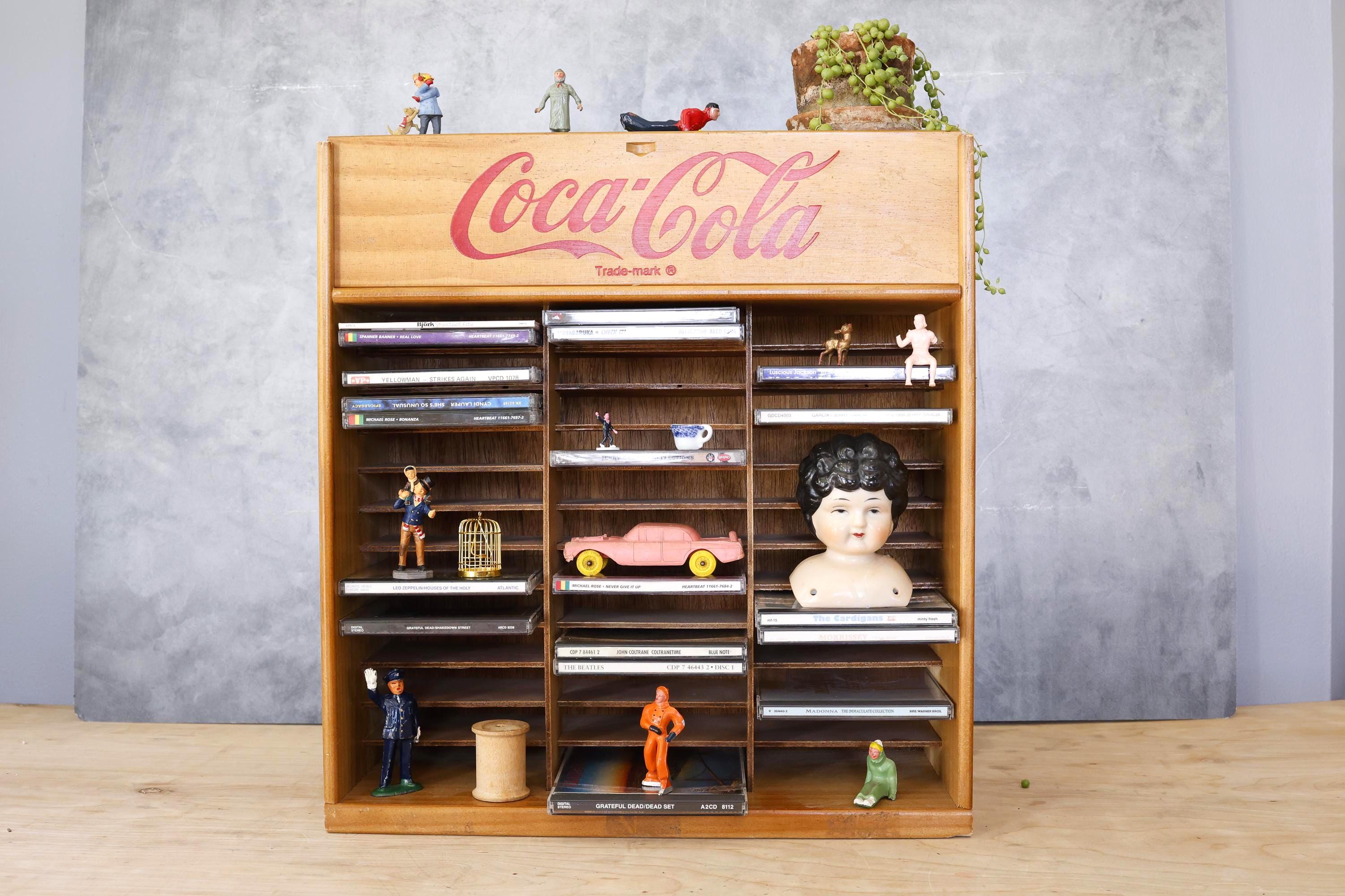 Vintage Coca-cola CD Holder Shelf Display Rack Sturdy Wood