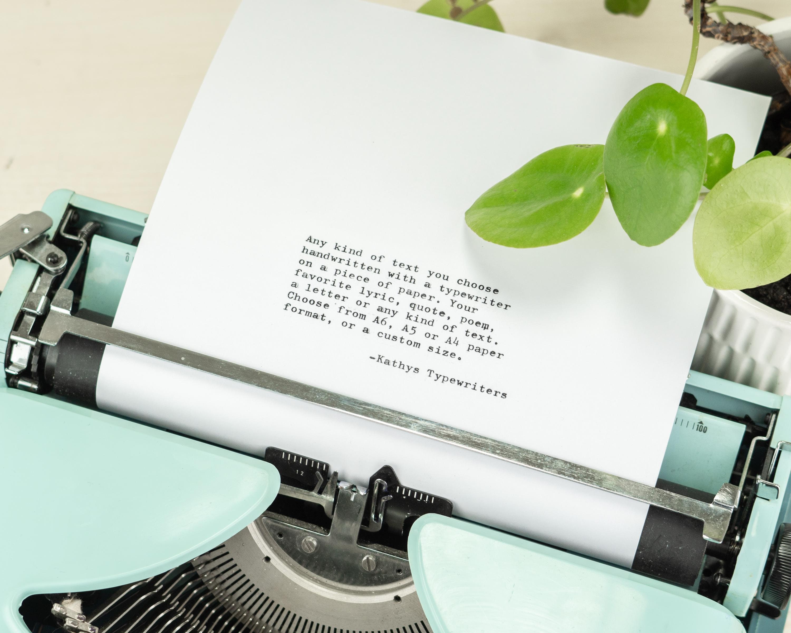 Custom Handmade Paper Personalized Typewriter Print A4/A5/A6 Elite Classic typeface