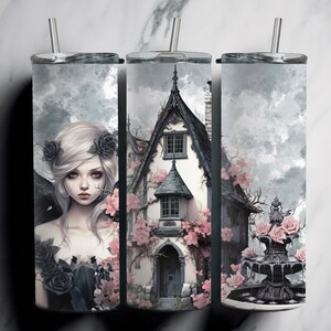 Gothic Fairy Dark Fairy Tumbler Wrap PNG Instant Download x2