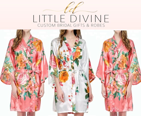 Bridal Robes Floral Satin Bridal 